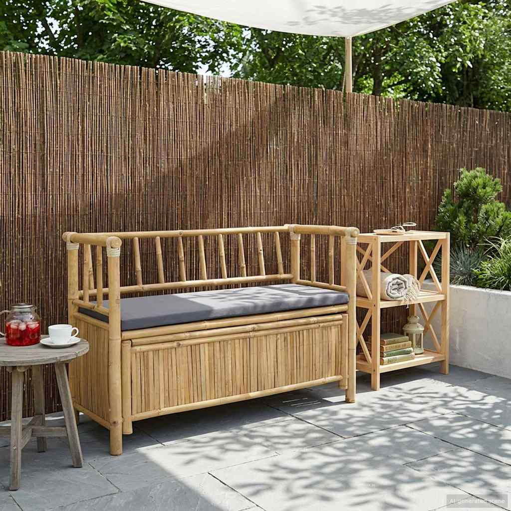 vidaXL Garden Storage Bench 110 x 47 x 80 cm Bamboo Natural 1