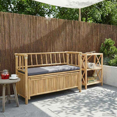 vidaXL Garden Storage Bench 110 x 47 x 80 cm Bamboo Natural 1