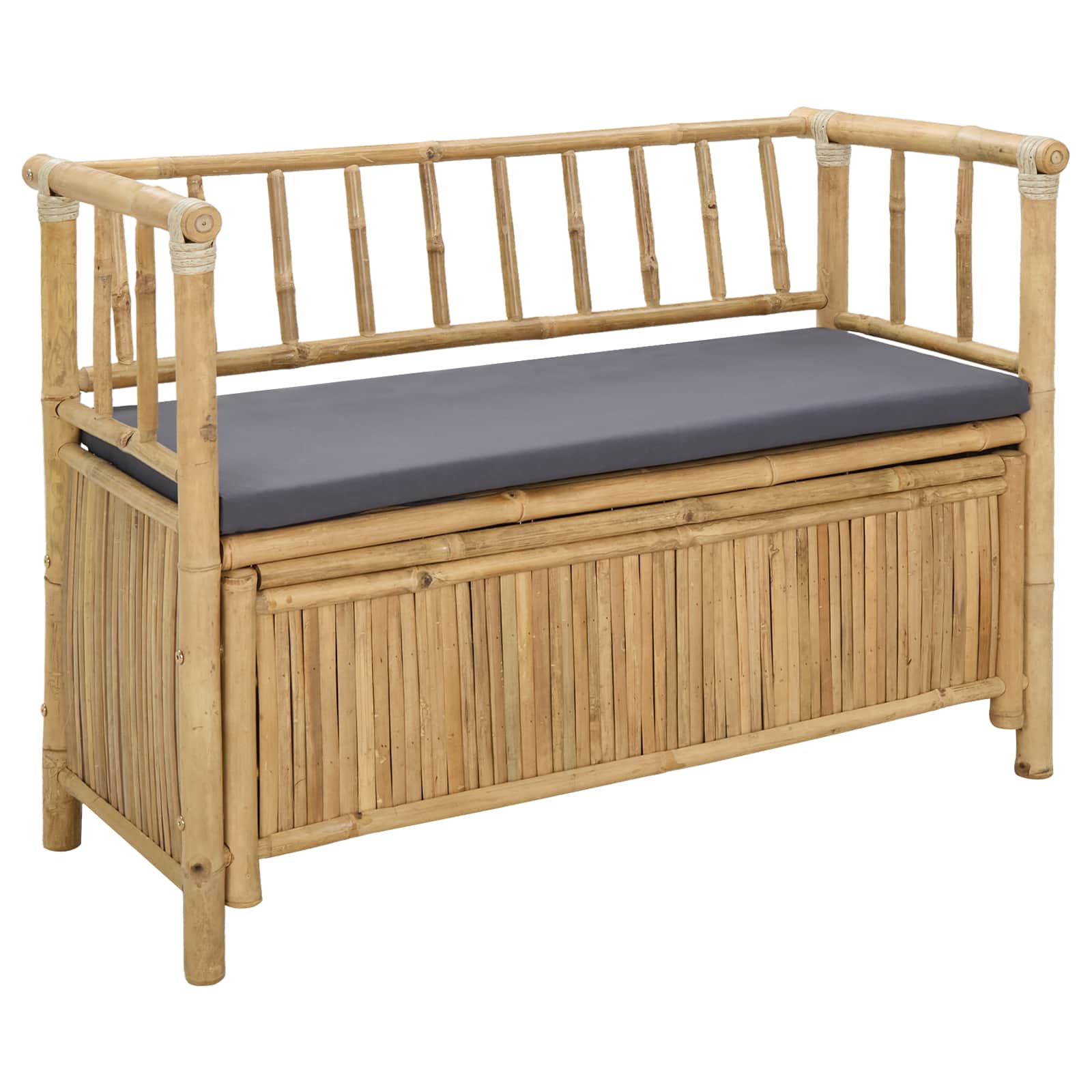 vidaXL Garden Storage Bench 110 x 47 x 80 cm Bamboo Natural 2