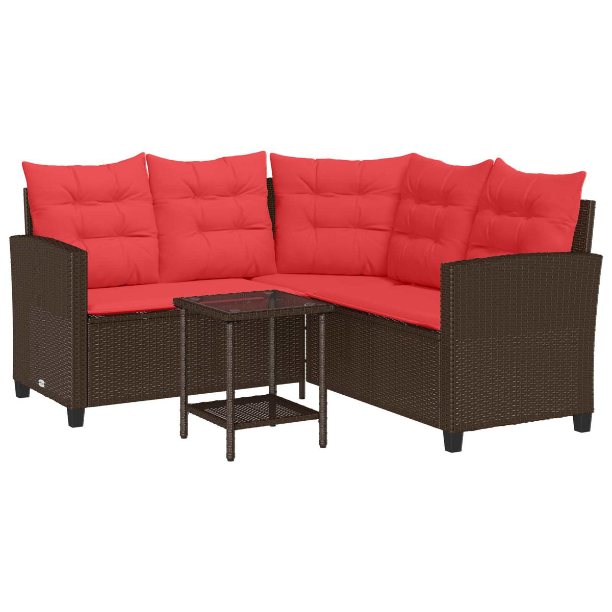 Garden Sofa 2 pcs 5-Seater Poly rattan Brown and red