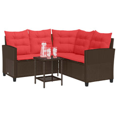 Garden Sofa 2 pcs 5-Seater Poly rattan Brown and red