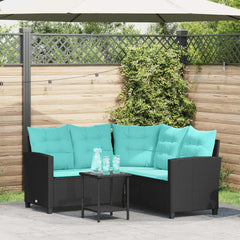 vidaXL Garden Sofa 2 pcs 5-Seater Black and Turquoise Poly rattan 1