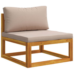 Sofa Set 7 pcs Natural Solid Acacia Wood Taupe 2x corner + middle
