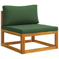 Sofa Set 7 pcs Natural Solid Acacia Wood Green 2x corner + 2x middle