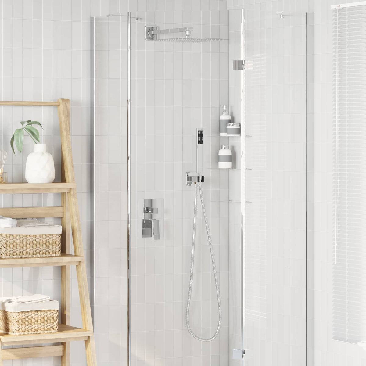 Concealed Shower System (Round) Stainless Steel 201 Silver Square-shaped