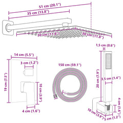 Concealed Shower System (Round) Stainless Steel 201 Gold Square-shaped