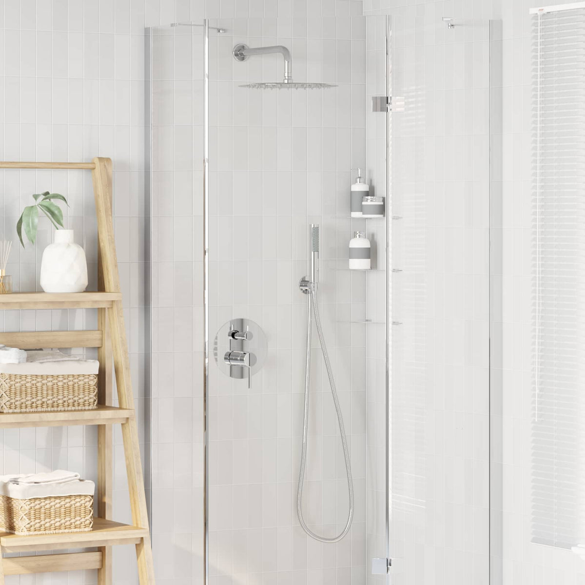 Concealed Shower System (Round) Stainless Steel 201 Silver Round-shaped
