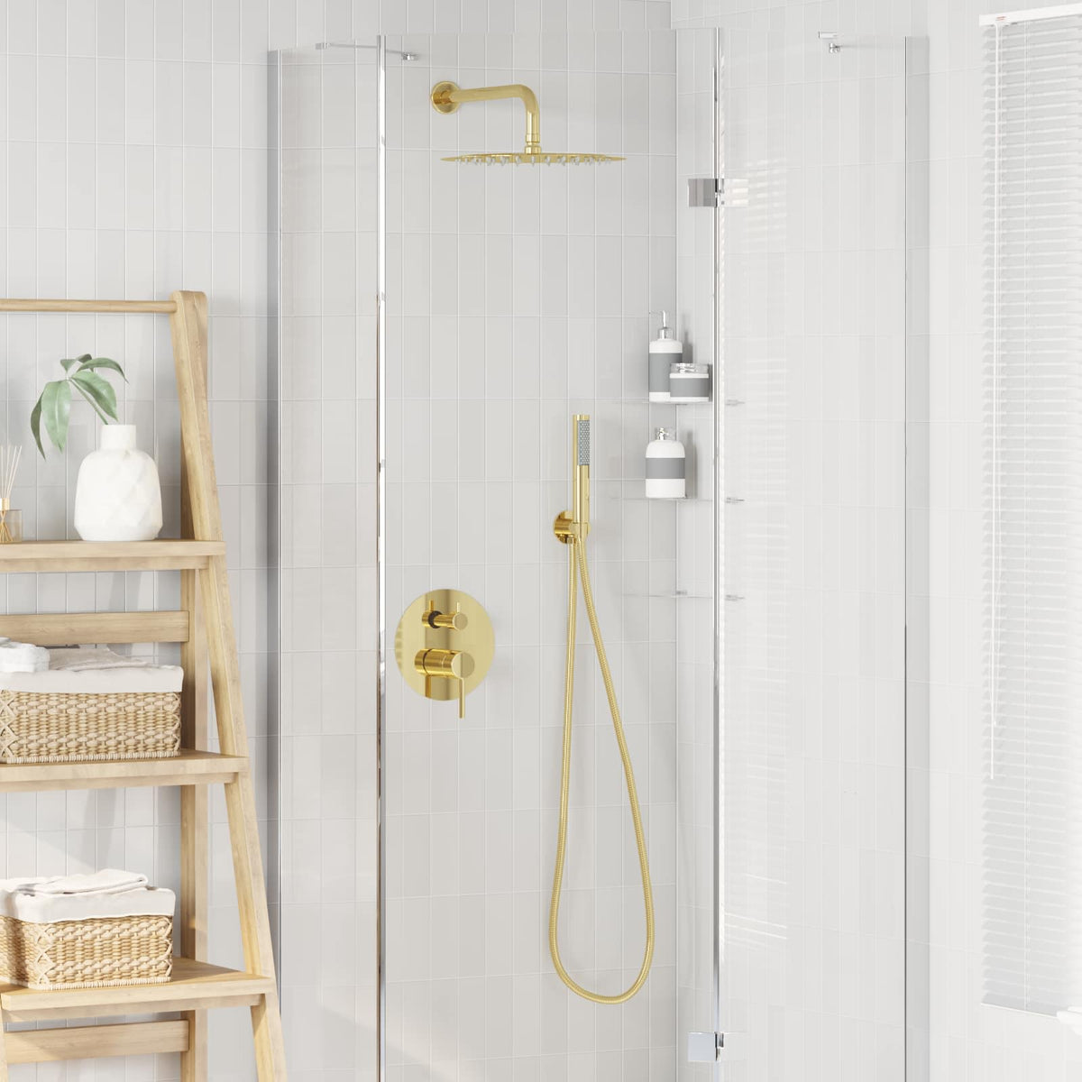 Concealed Shower System (Round) Stainless Steel 201 Gold Round-shaped