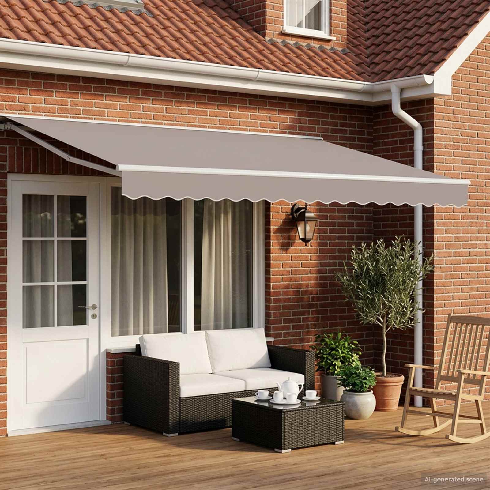 vidaXL Manual Awning Frame Adjustable White 4 x 3.5 m Steel 1