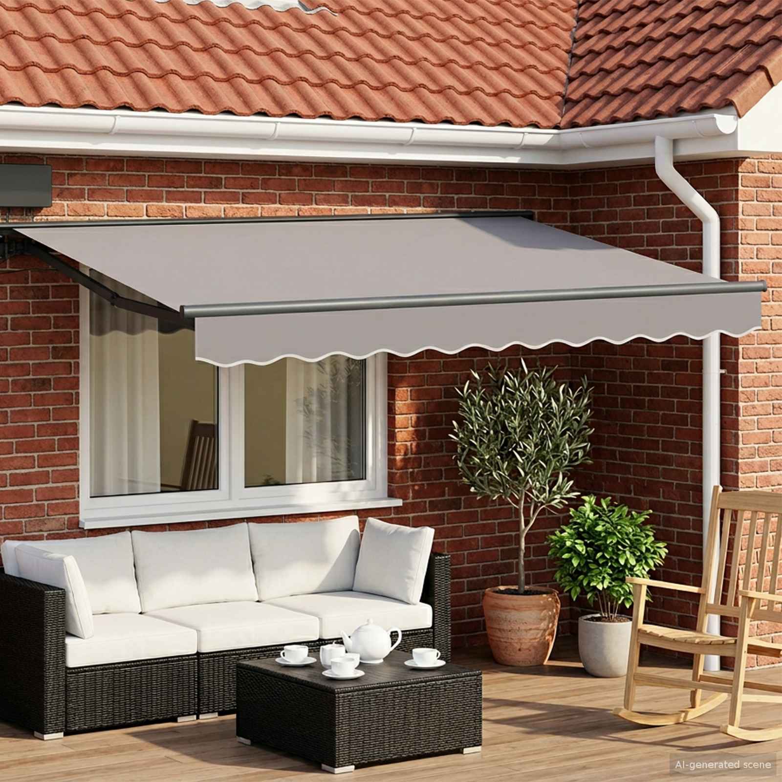 vidaXL Manual Awning Frame Adjustable Anthracite 3 x 2 m Steel 1