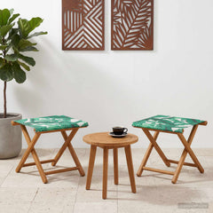 Deck Chair 2 pcs Solid Eucalyptus Wood Leaf pattern