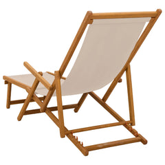 Folding Sun Lounger 3 Position Solid Eucalyptus Wood Beige