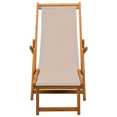 Folding Sun Lounger 3 Position Solid Eucalyptus Wood Beige