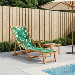 Folding Sun Lounger 3 Position Solid Eucalyptus Wood Leaf pattern