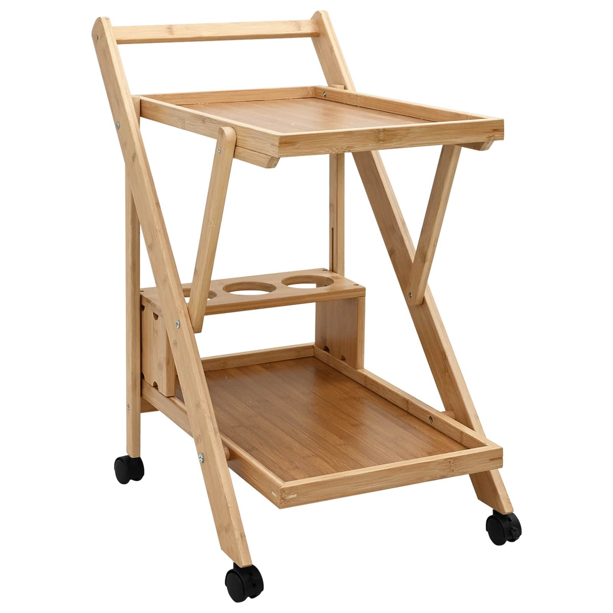 vidaXL Kitchen Trolley with Wheels Light Brown 65 x 40.5 x 76.5 cm 2