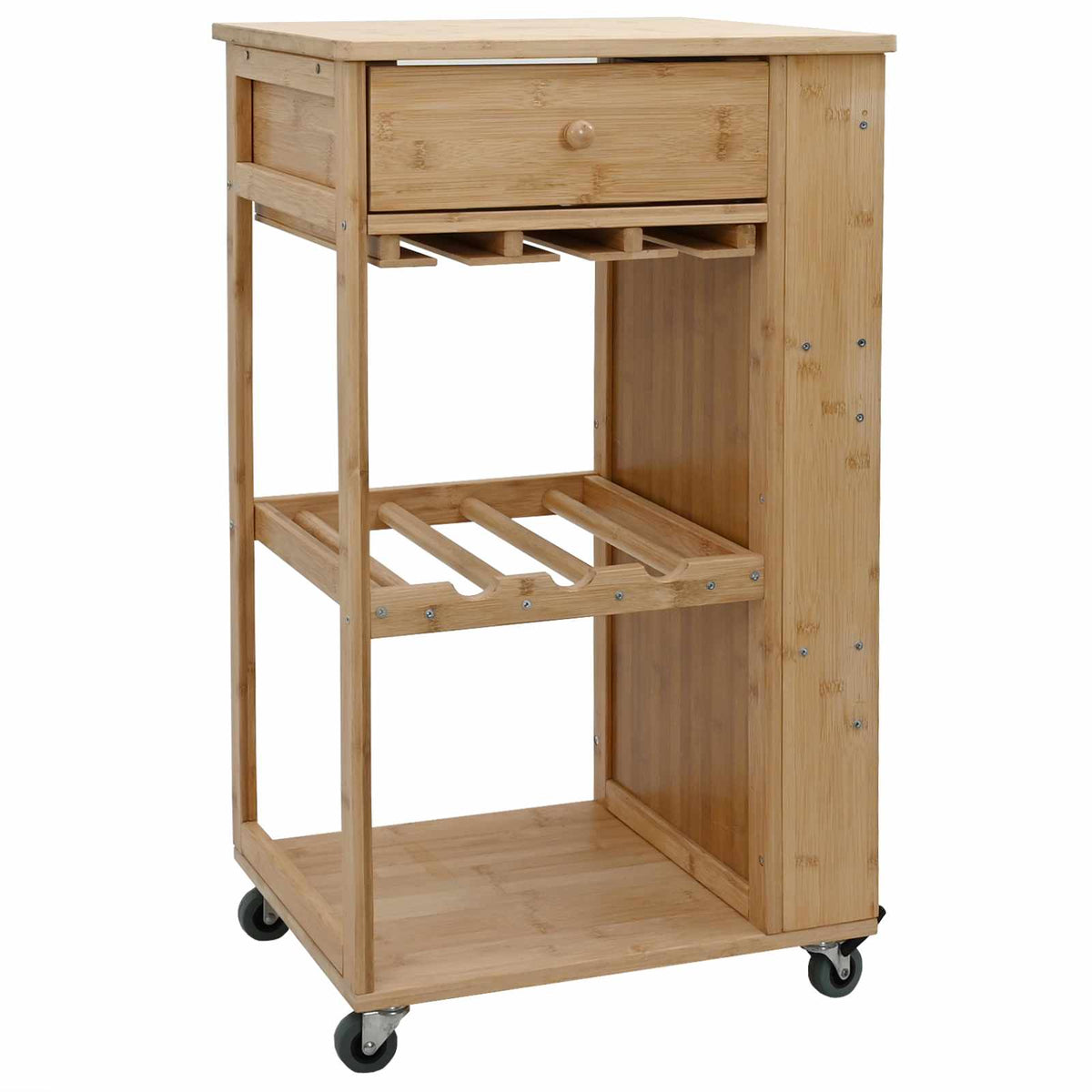 vidaXL Kitchen Trolley with Wheels Natural 47.5 x 36 x 83 cm Bamboo 2