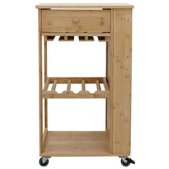 vidaXL Kitchen Trolley with Wheels Natural 47.5 x 36 x 83 cm Bamboo 4