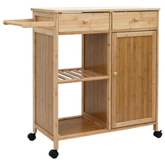 vidaXL Kitchen Trolley with Wheels Natural 90.5 x 36 x 86.5 cm Bamboo 2