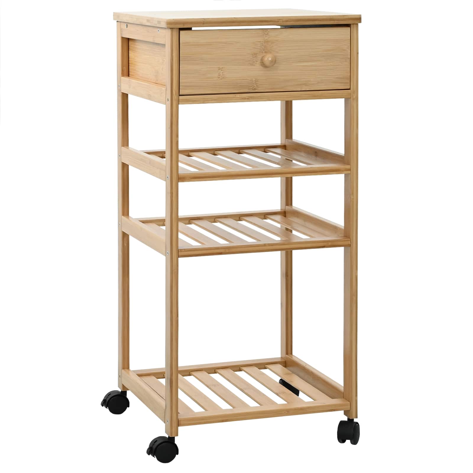 vidaXL Kitchen Trolley with Wheels Natural 37 x 36 x 80 cm Bamboo 2