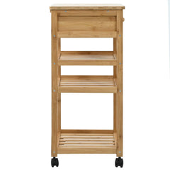 vidaXL Kitchen Trolley with Wheels Natural 37 x 36 x 80 cm Bamboo 5