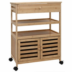 vidaXL Kitchen Trolley with Wheels Natural 59.5 x 36 x 82 cm Bamboo 2