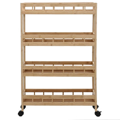 vidaXL Kitchen Trolley with Wheels Natural 60 x 18 x 97 cm Bamboo 4