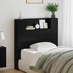 vidaXL Storage Headboard with LED Black Oak Engineered Wood 1