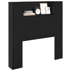 vidaXL Storage Headboard with LED Black Oak Engineered Wood 3