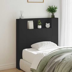 vidaXL Storage Headboard with LED Black Engineered Wood 1