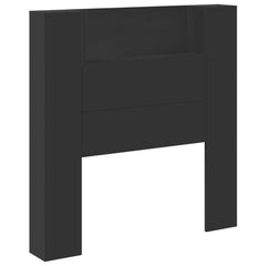vidaXL Storage Headboard with LED Black Engineered Wood 2