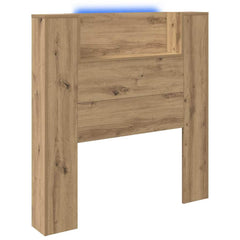 vidaXL Storage Headboard with LED Artisan Oak Engineered Wood 2