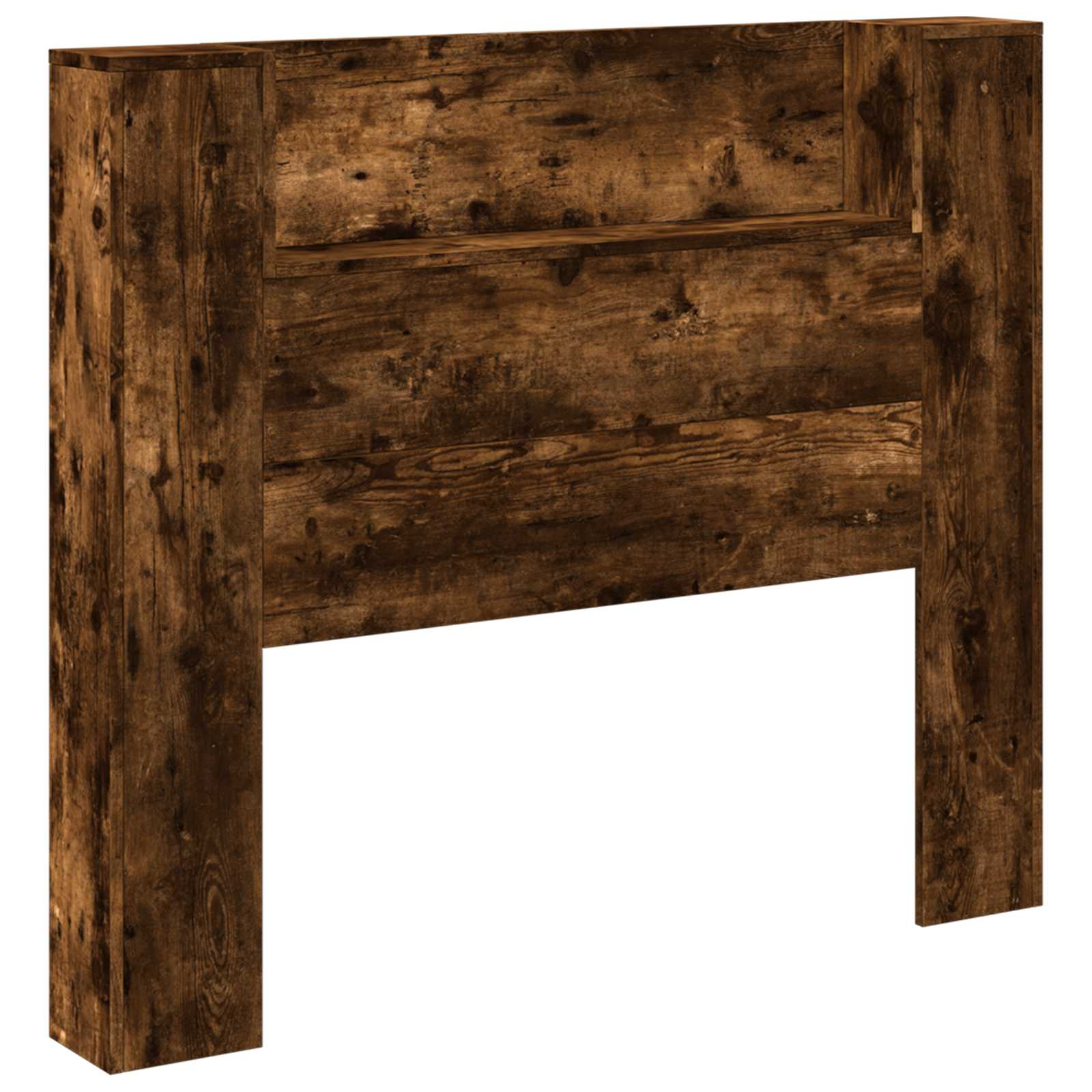 vidaXL Storage Headboard with LED Smoked Oak Engineered Wood 2