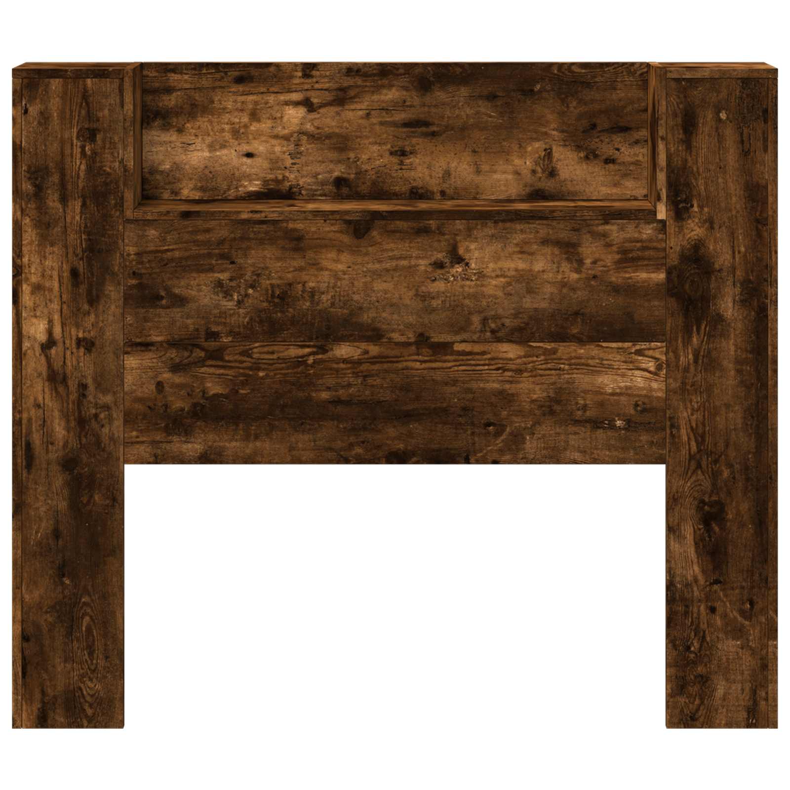 vidaXL Storage Headboard with LED Smoked Oak Engineered Wood 5