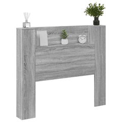 vidaXL Storage Headboard with LED Grey Sonoma Engineered Wood 3