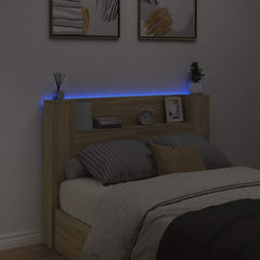 vidaXL Storage Headboard with LED Sonoma Oak Engineered Wood 4