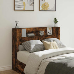 vidaXL Storage Headboard with LED Engineered Wood 140 cm