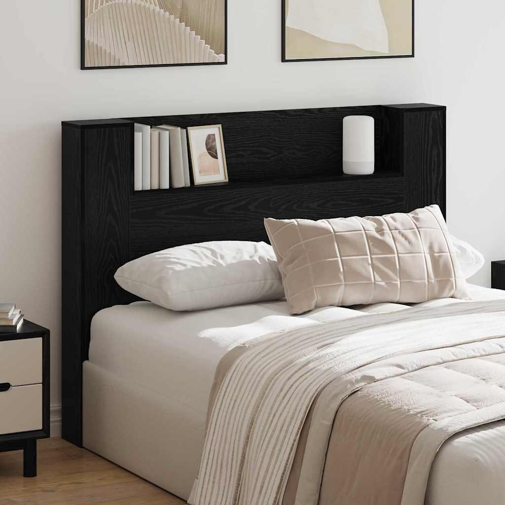 vidaXL Storage Headboard with LED Engineered Wood 140 cm