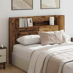 vidaXL Storage Headboard with LED Old Wood Engineered Wood 1