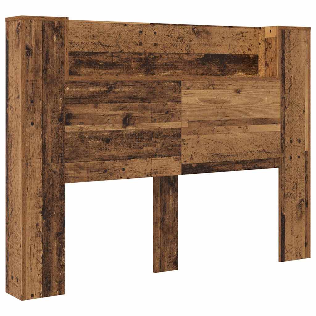 vidaXL Storage Headboard with LED Old Wood Engineered Wood 2
