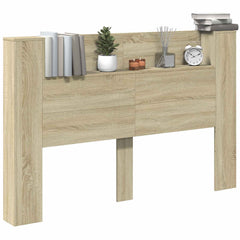 vidaXL Storage Headboard with LED Sonoma Oak Engineered Wood 3