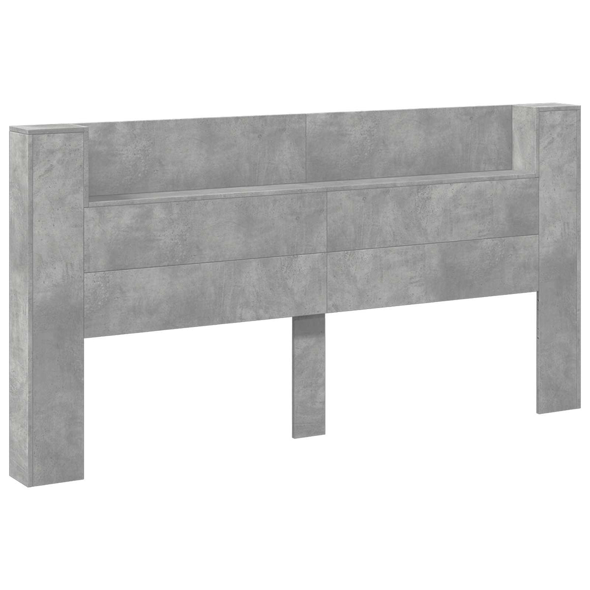Storage Headboard with LED Engineered Wood 200 cm Concrete grey