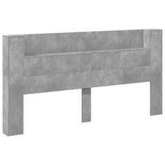 Storage Headboard with LED Engineered Wood 200 cm Concrete grey