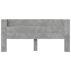 Storage Headboard with LED Engineered Wood 200 cm Concrete grey