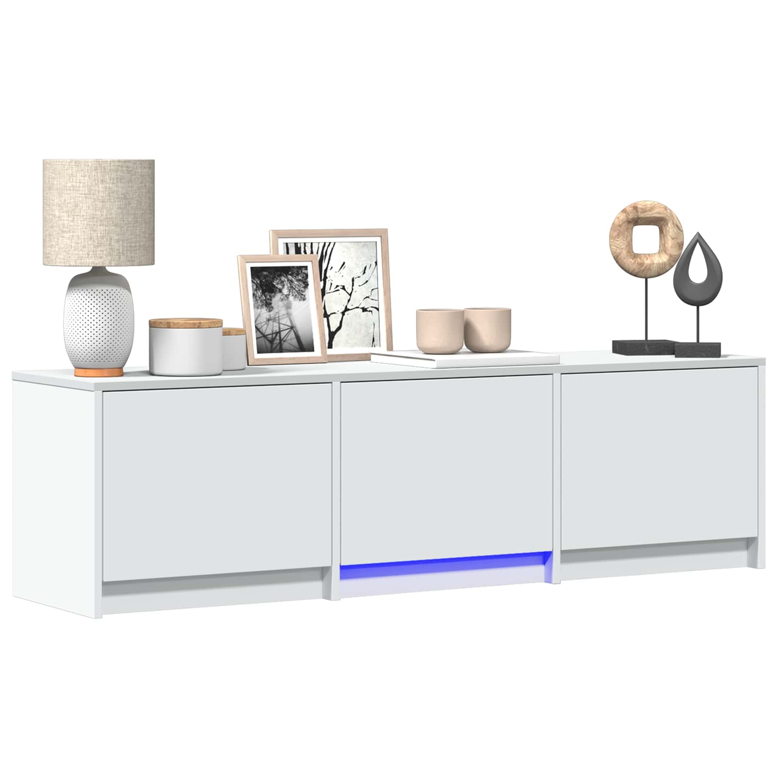 vidaXL TV Cabinet with LED 140 x 34 x 40 cm White Engineered Wood 3