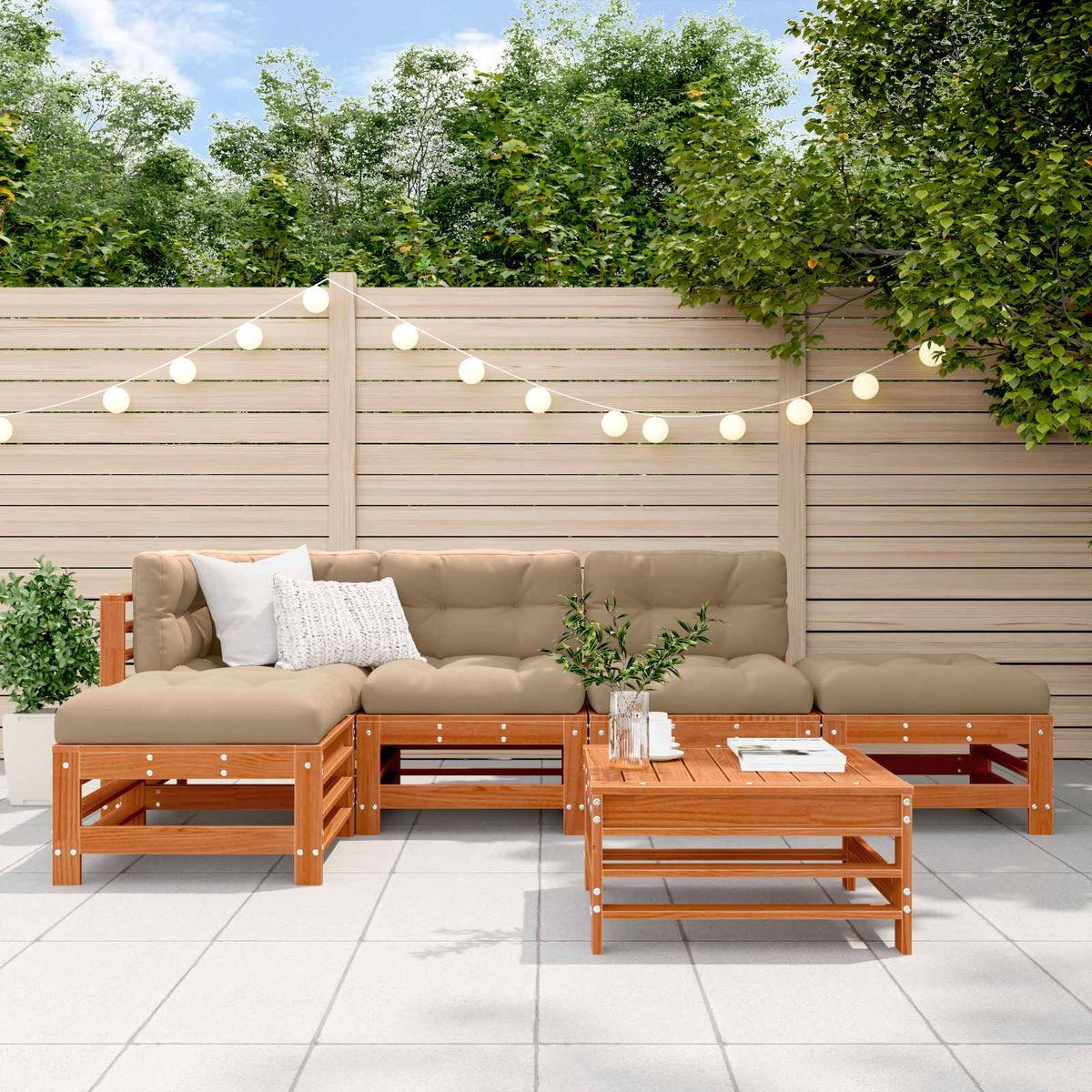 vidaXL Garden Lounge Set 5 pcs Wax Brown Solid Pine Wood 1