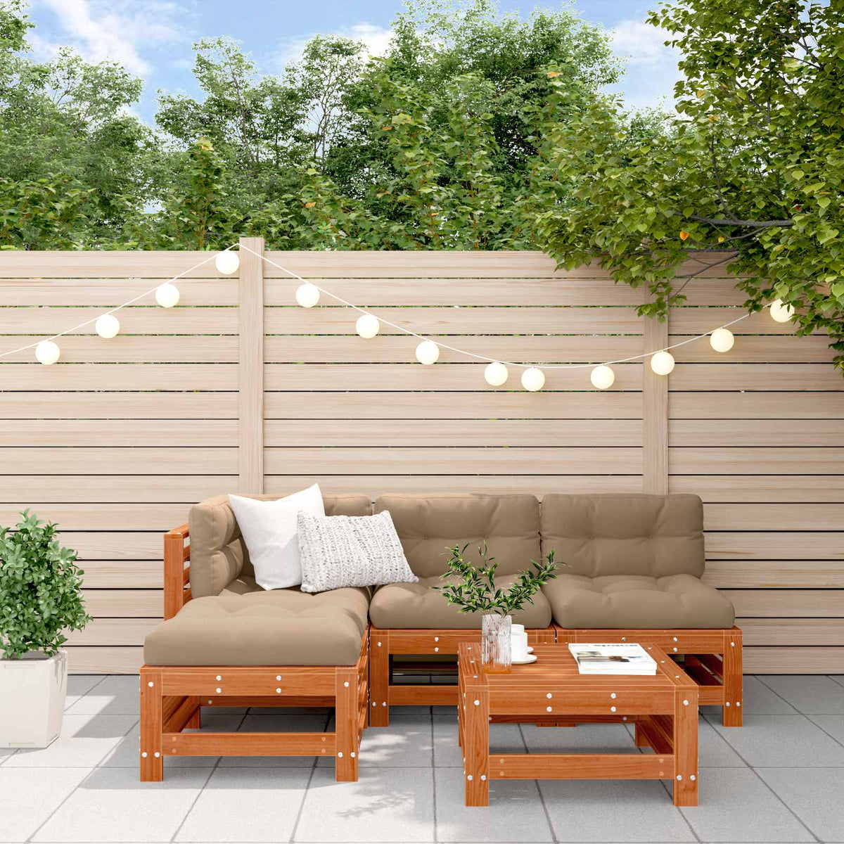 vidaXL Garden Lounge Set 5 pcs Wax Brown Solid Pine Wood 1