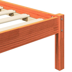 Bed Frame 205.5 x 165.5 x 100 cm Solid Pine Wood Length 200 cm Wax Brown 150 cm