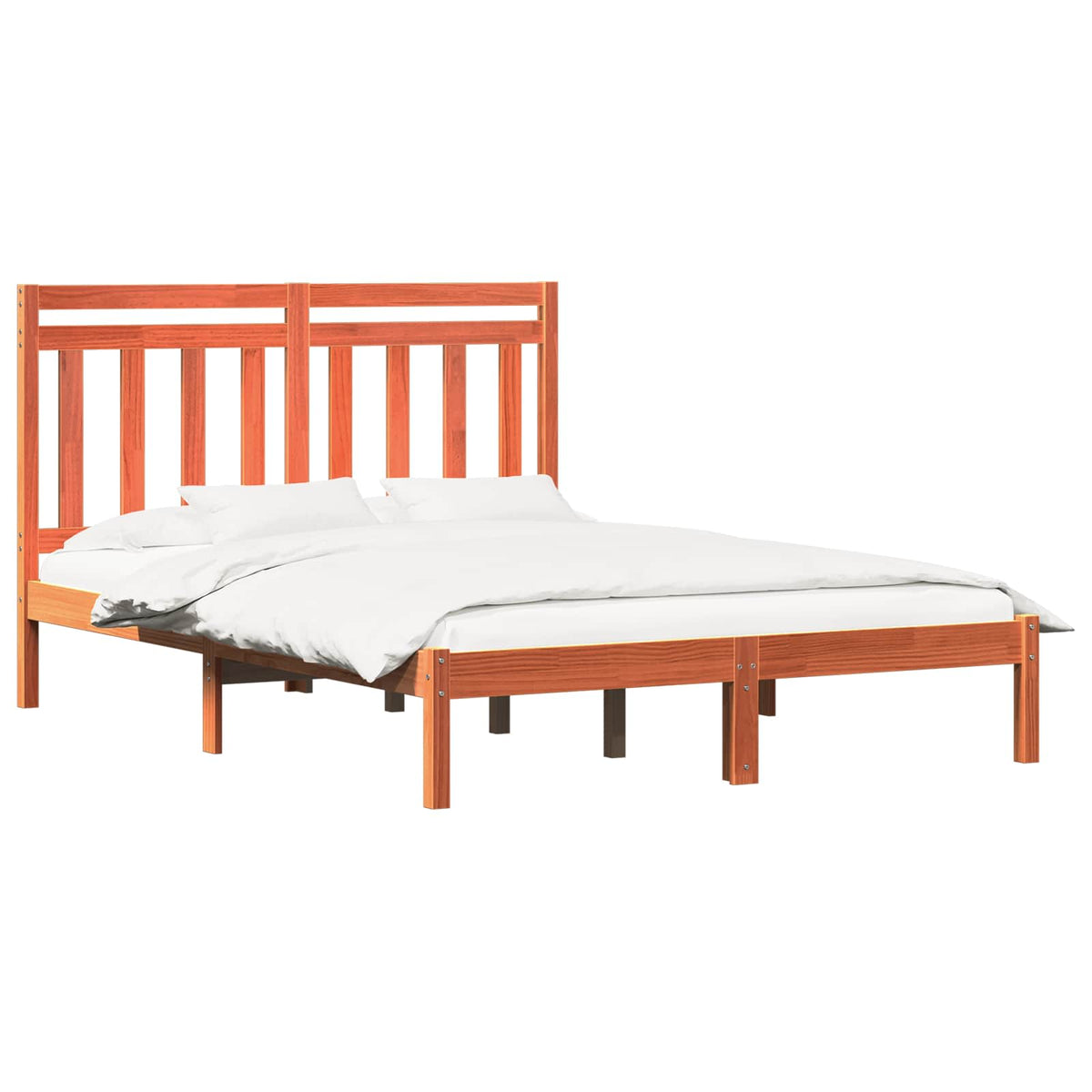 Bed Frame 205.5 x 165.5 x 100 cm Solid Pine Wood Length 200 cm Wax Brown 150 cm