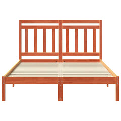Bed Frame 205.5 x 165.5 x 100 cm Solid Pine Wood Length 200 cm Wax Brown 150 cm