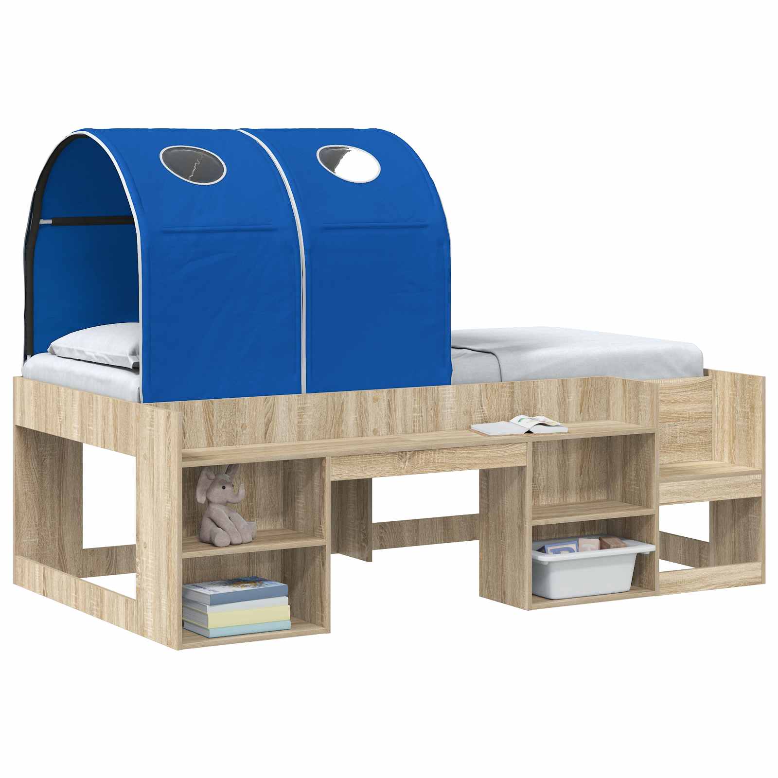 vidaXL Bed Tunnel for Kids Loft Bed 2 pcs Blue Polyester 3